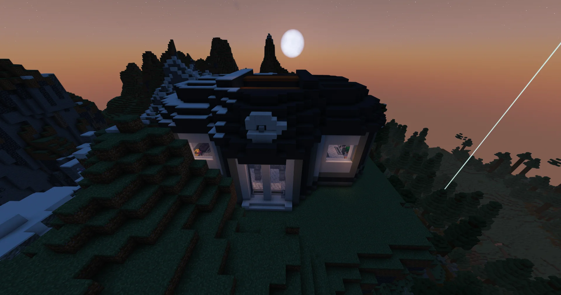 Petra - Petra's stone gym exterior on a mountain at dusk