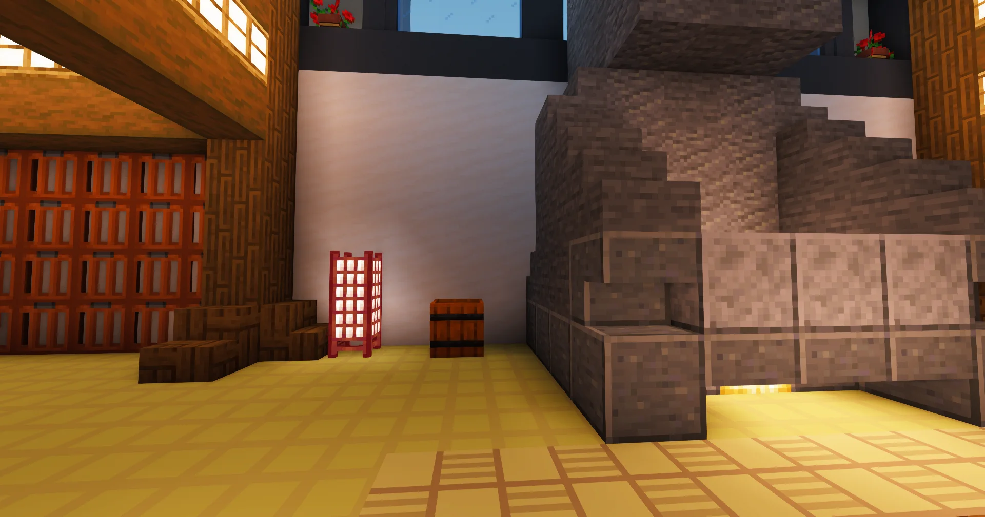 Marzia - Loot barrel beside the stone fighting statue