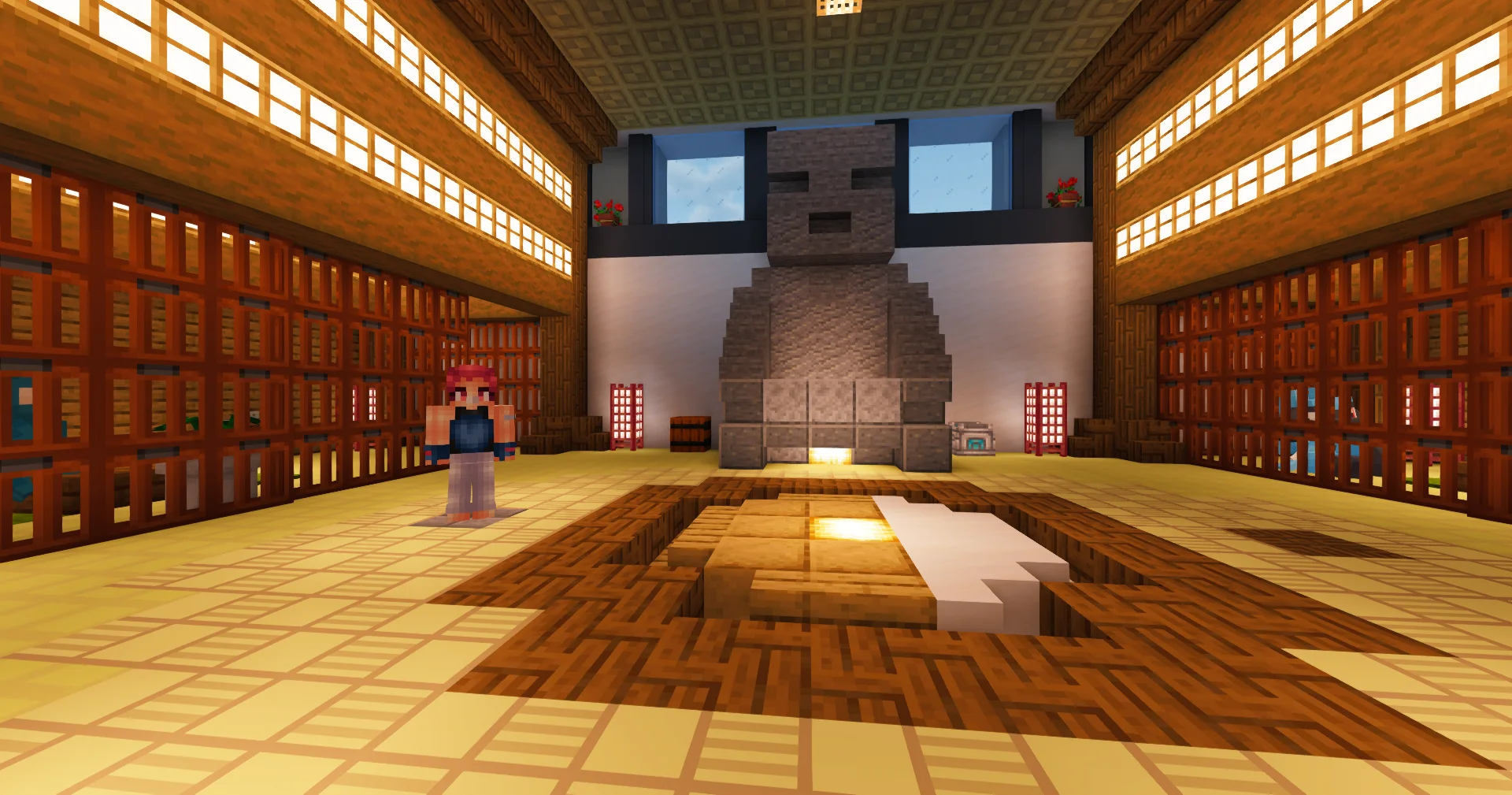 Marzia - Main arena with a giant gray fighting statue