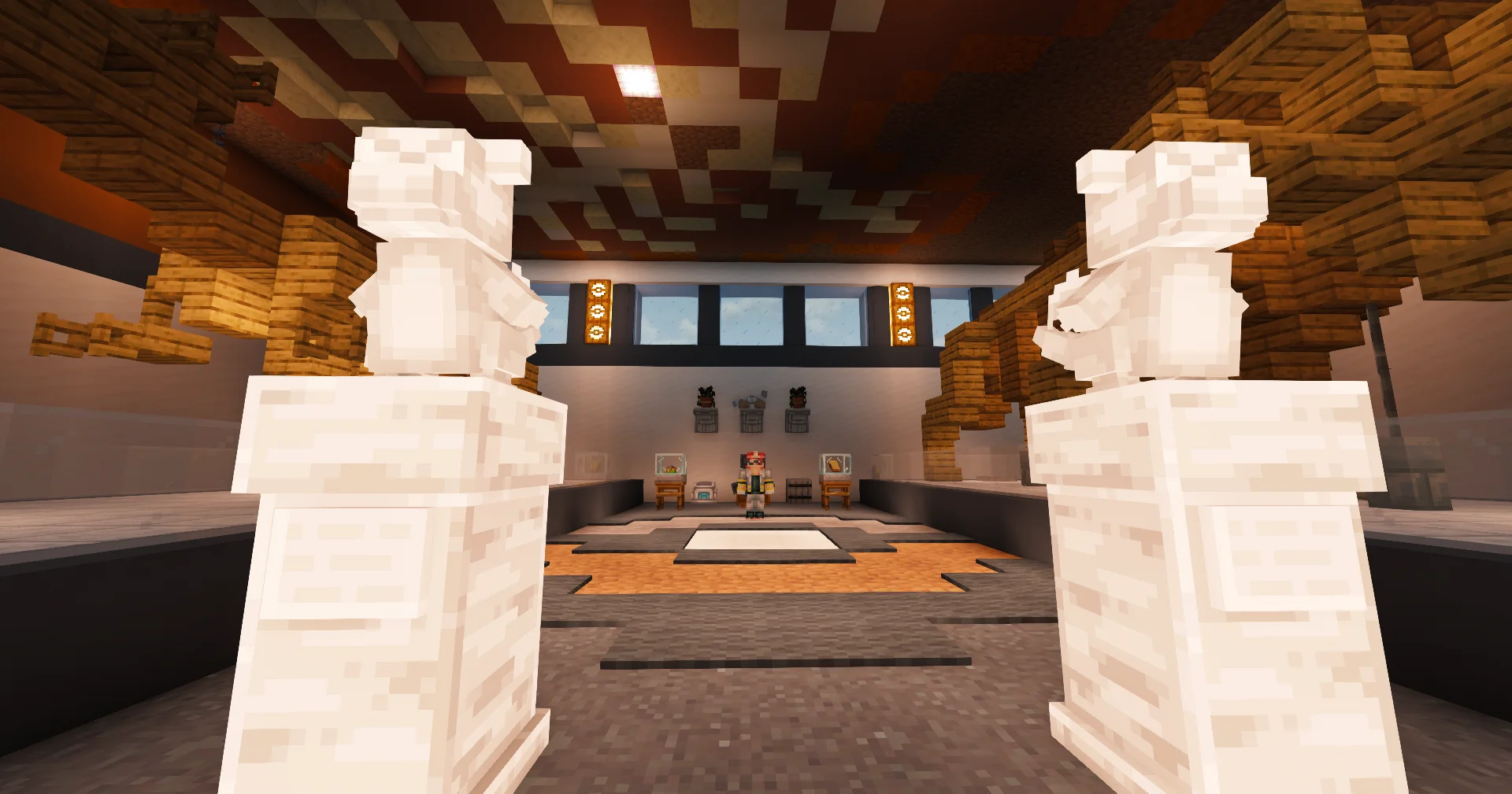 Pedro - Pedro's gym entrance between two white statues