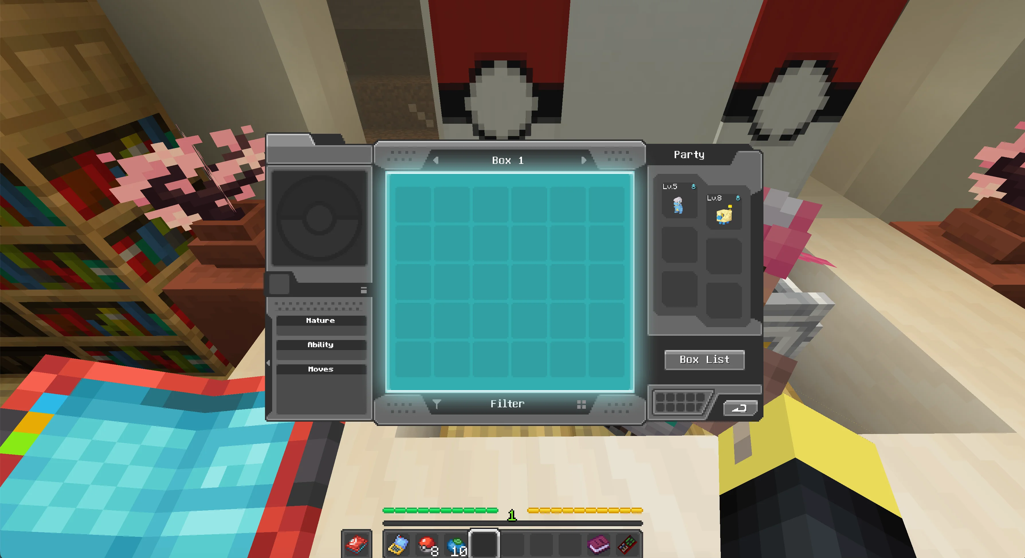 Heal, Store Pokémon, and Manage Supplies - Box 1 storage screen with Bagon and Mareep still in the active party
