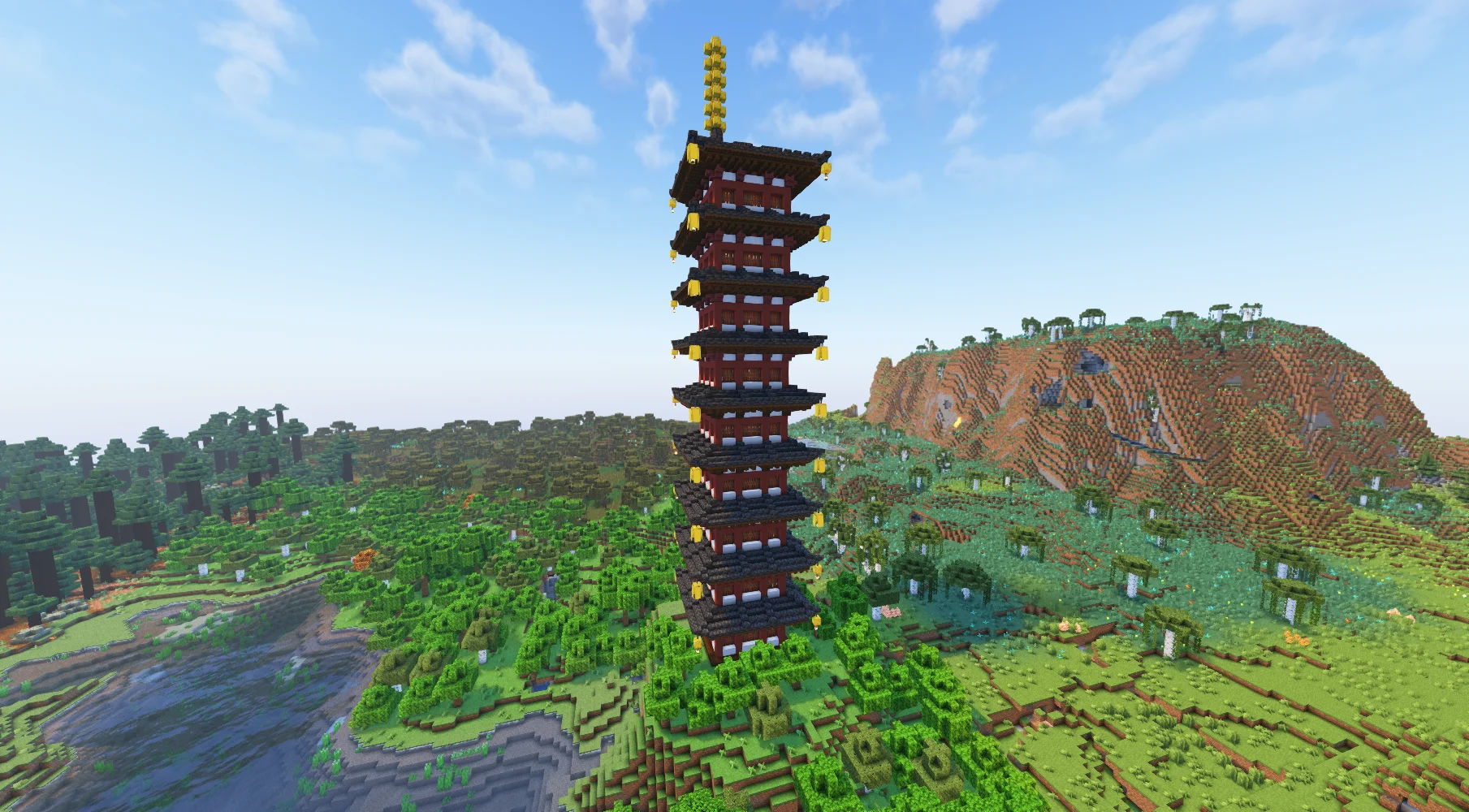 Interpret a Successful Result - Bell Tower rising above the surrounding Forest biome
