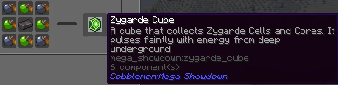Craft the Zygarde Cube - Zygarde Cube recipe using alternating Black and Green Apricorns around a Netherite Ingot