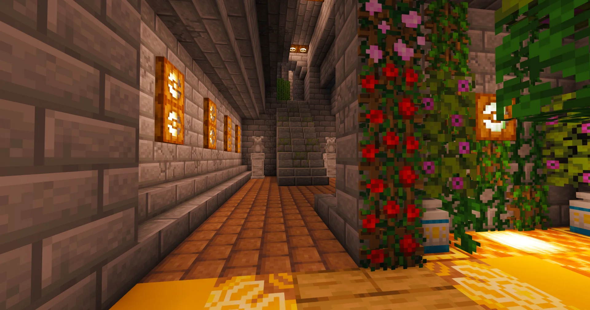 Terrie - Stone corridor and stairs leading toward Terrie's room